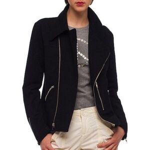 Norma Kamali Black Zip-Front Wool Jacket